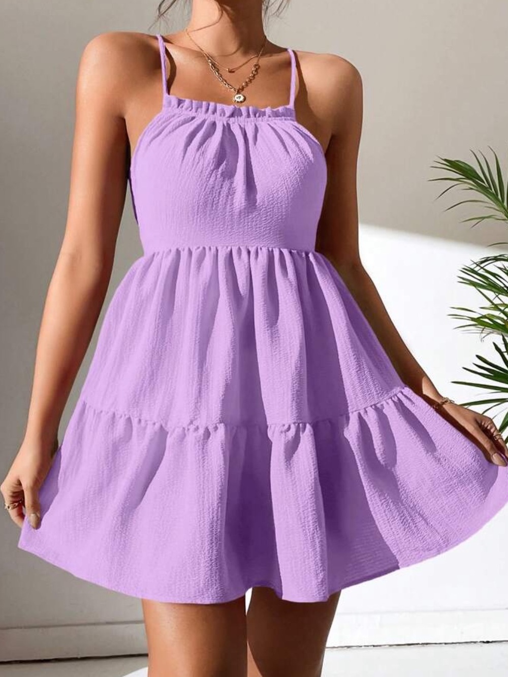Shein Lavender Tiered Sundress